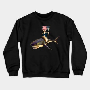 George Washington Riding a Shark USA Flag Crewneck Sweatshirt